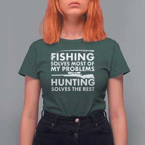 Funny Hunter T Shirt For Women Fishing And Hunting Father's Day TS11 Dark Forest Green Print Your Wear