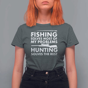 Funny Hunter T Shirt For Women Fishing And Hunting Father's Day TS11 Dark Heather Print Your Wear