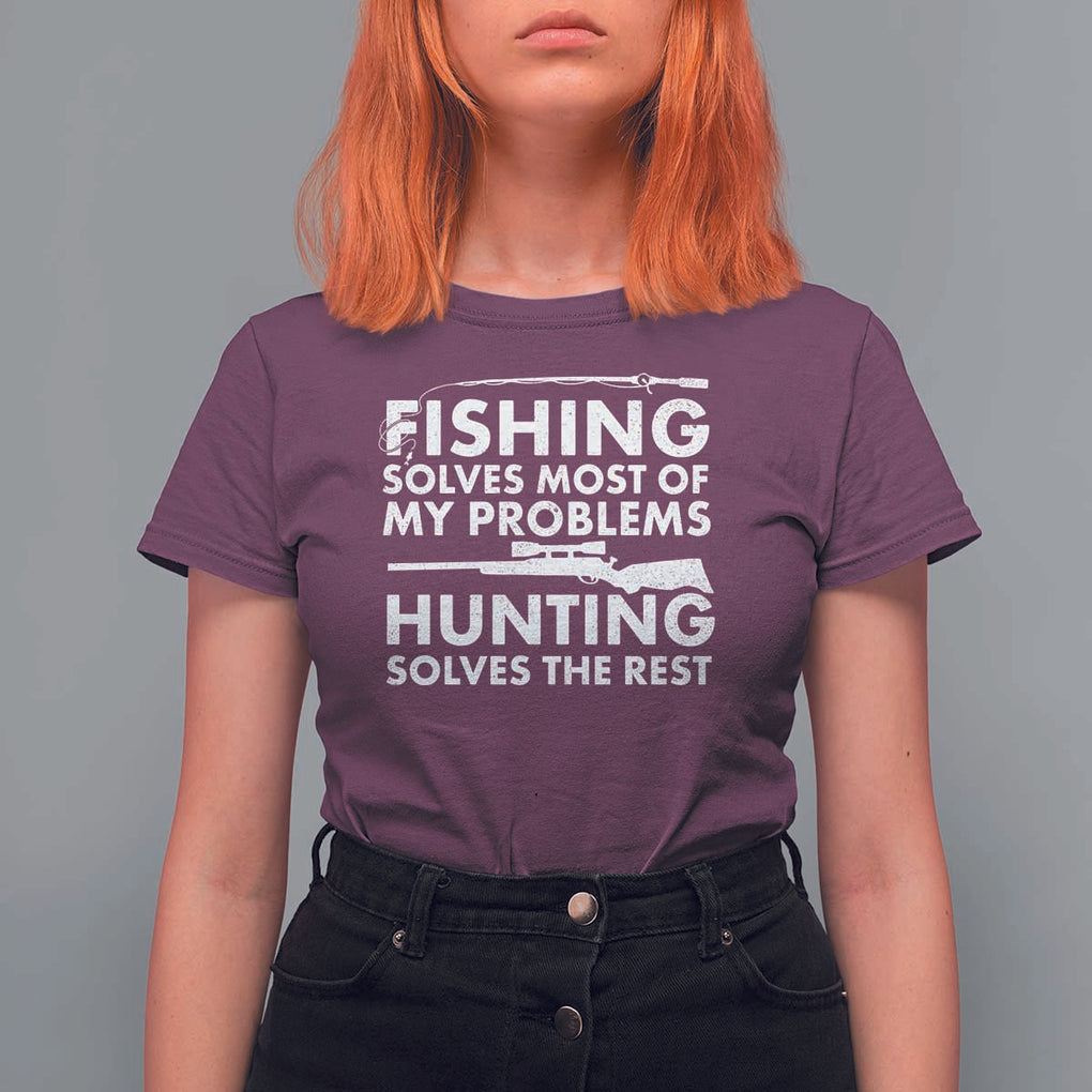 Funny Hunter T Shirt For Women Fishing And Hunting Father's Day TS11 Maroon Print Your Wear