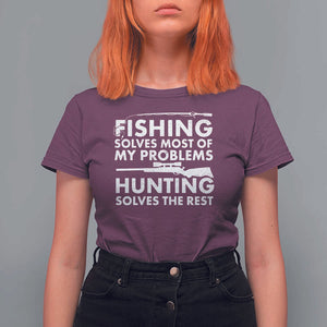 Funny Hunter T Shirt For Women Fishing And Hunting Father's Day TS11 Maroon Print Your Wear