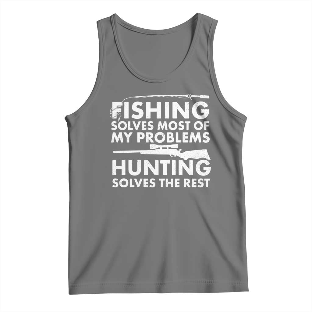 Funny Hunter Tank Top Fishing And Hunting Father's Day TS11 Black Heather Print Your Wear