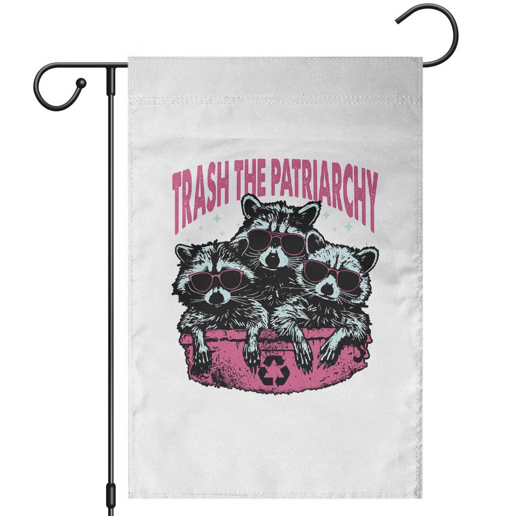 Funny Trash The Patriarchy Garden Flag Feral Feminist Racoon TS11 White Print Your Wear