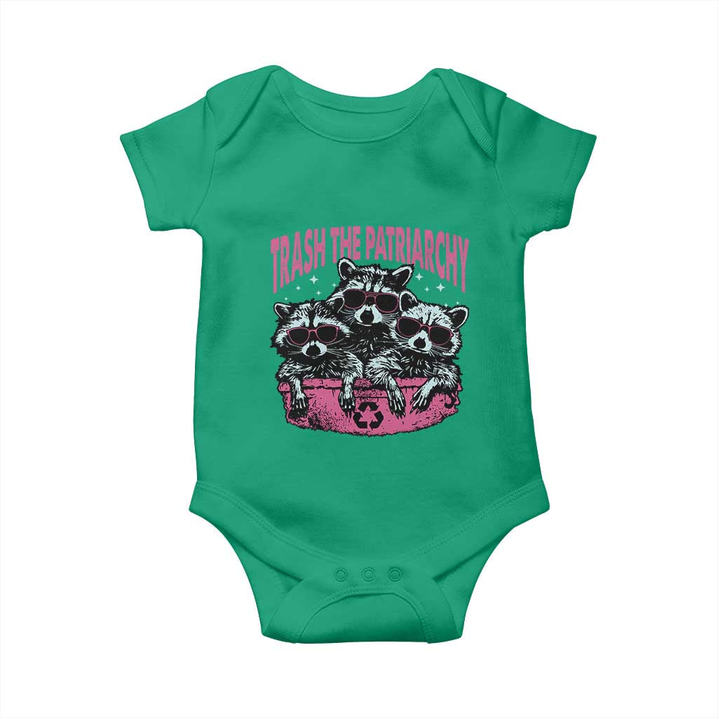 Funny Trash The Patriarchy Baby Onesie Feral Feminist Racoon TS11 Irish Green Print Your Wear