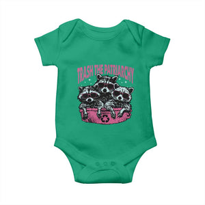 Funny Trash The Patriarchy Baby Onesie Feral Feminist Racoon TS11 Irish Green Print Your Wear