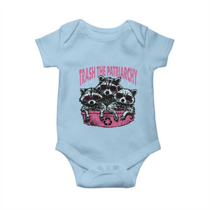 Funny Trash The Patriarchy Baby Onesie Feral Feminist Racoon TS11 Light Blue Print Your Wear