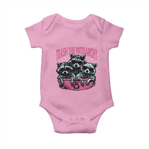 Funny Trash The Patriarchy Baby Onesie Feral Feminist Racoon TS11 Light Pink Print Your Wear