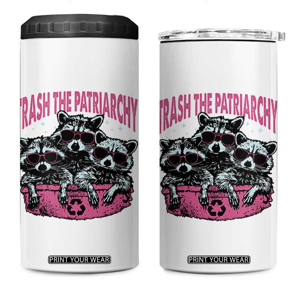 Funny Trash The Patriarchy 4 in 1 Can Cooler Tumbler Feral Feminist Racoon TS11 One Size: 16 oz White Print Your Wear