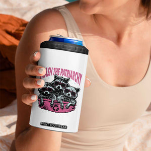 Funny Trash The Patriarchy 4 in 1 Can Cooler Tumbler Feral Feminist Racoon TS11 Print Your Wear