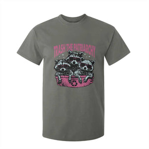 Funny Trash The Patriarchy T Shirt For Kid Feral Feminist Racoon TS11 Military Green Print Your Wear