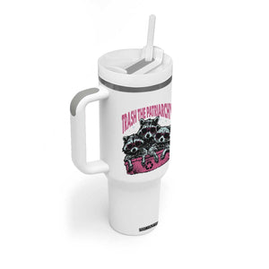 Funny Trash The Patriarchy Tumbler With Handle Feral Feminist Racoon TS11 Print Your Wear