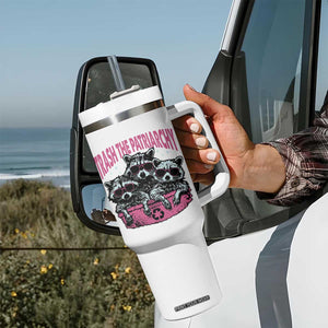 Funny Trash The Patriarchy Tumbler With Handle Feral Feminist Racoon TS11 Print Your Wear