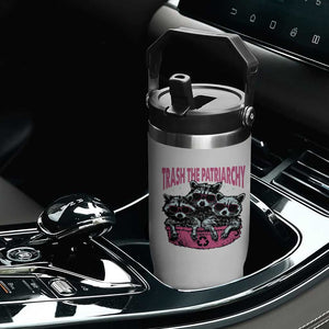 Funny Trash The Patriarchy Flip Straw Tumbler Feral Feminist Racoon TS11 Print Your Wear