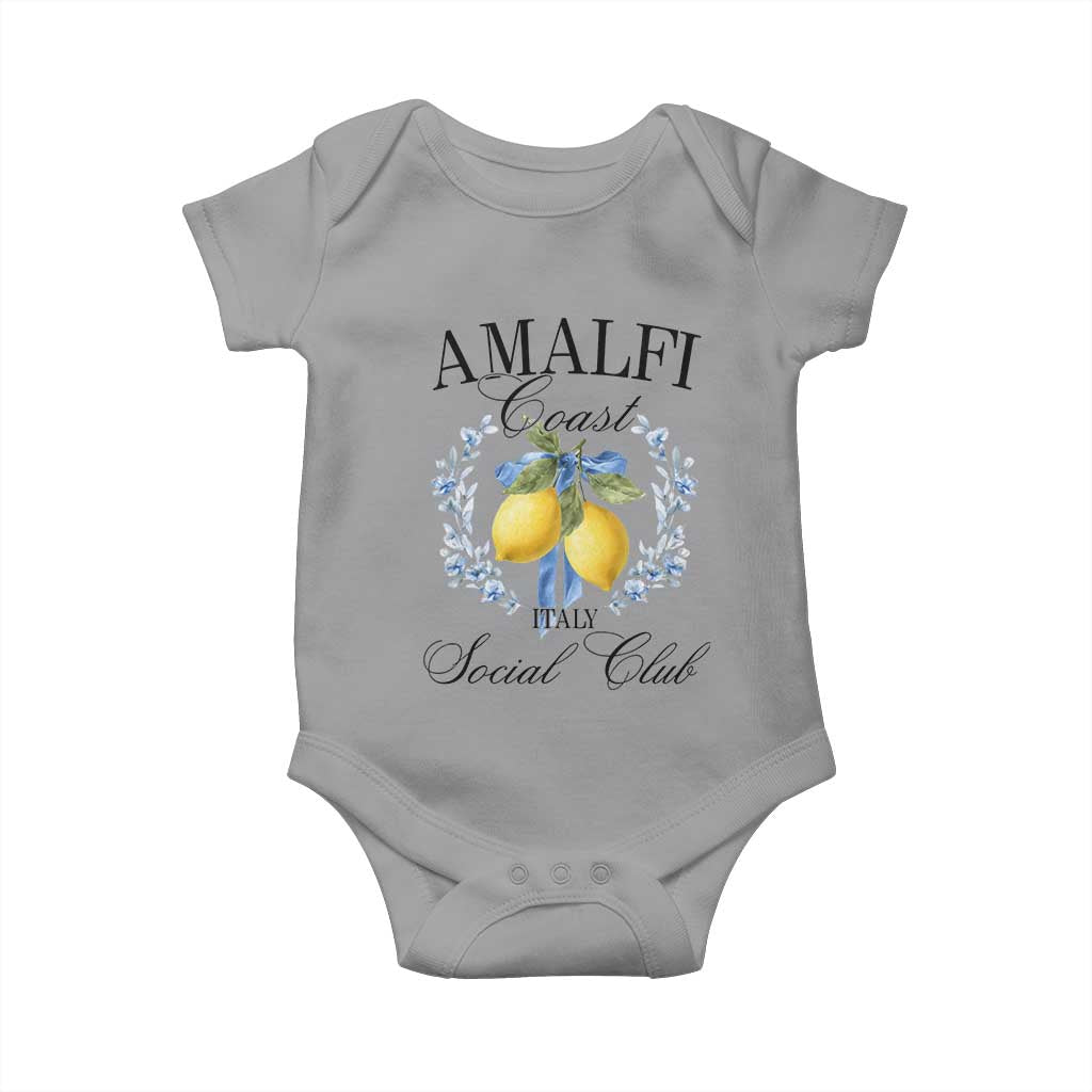 Amalfi Italy Coast Social Club Baby Onesie Coquette Bow Lemon Travel TS11 Sport Gray Print Your Wear
