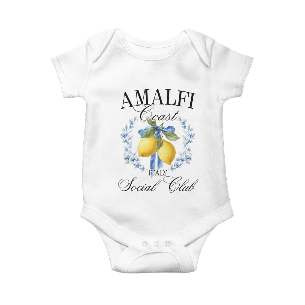Amalfi Italy Coast Social Club Baby Onesie Coquette Bow Lemon Travel TS11 White Print Your Wear