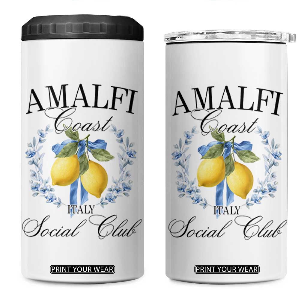 Amalfi Italy Coast Social Club 4 in 1 Can Cooler Tumbler Coquette Bow Lemon Travel TS11 One Size: 16 oz White Print Your Wear