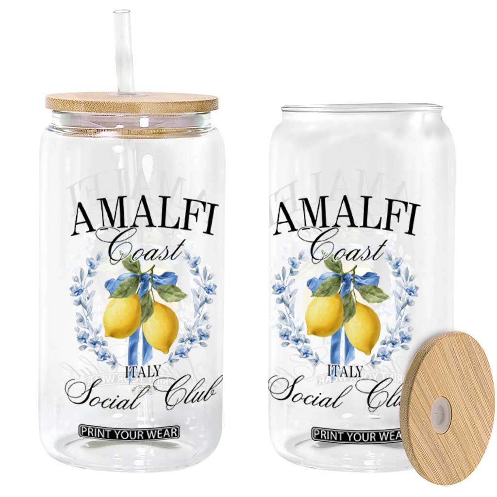 Amalfi Italy Coast Social Club Glass Can Coquette Bow Lemon Travel TS11 Print Your Wear