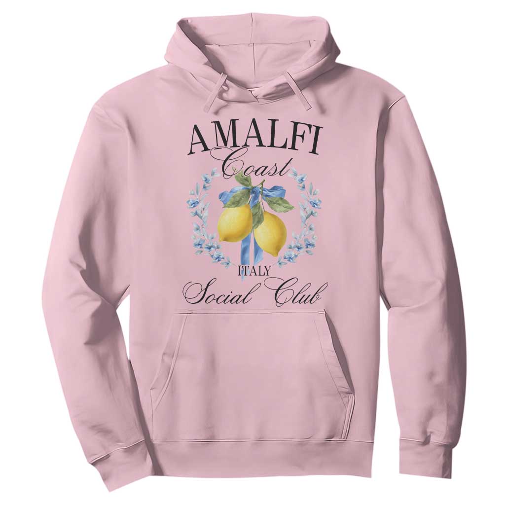 Amalfi Italy Coast Social Club Hoodie Coquette Bow Lemon Travel TS11 Light Pink Print Your Wear