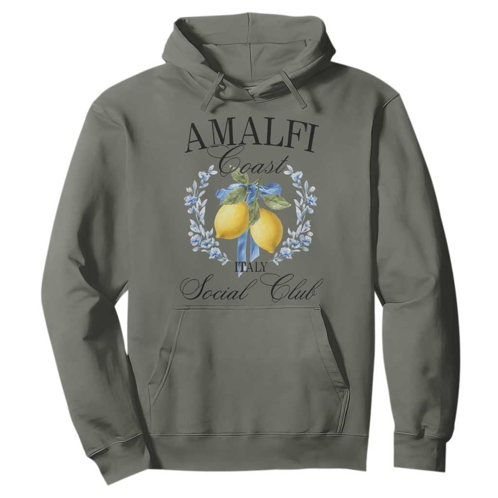 Amalfi Italy Coast Social Club Hoodie Coquette Bow Lemon Travel TS11 Military Green Print Your Wear