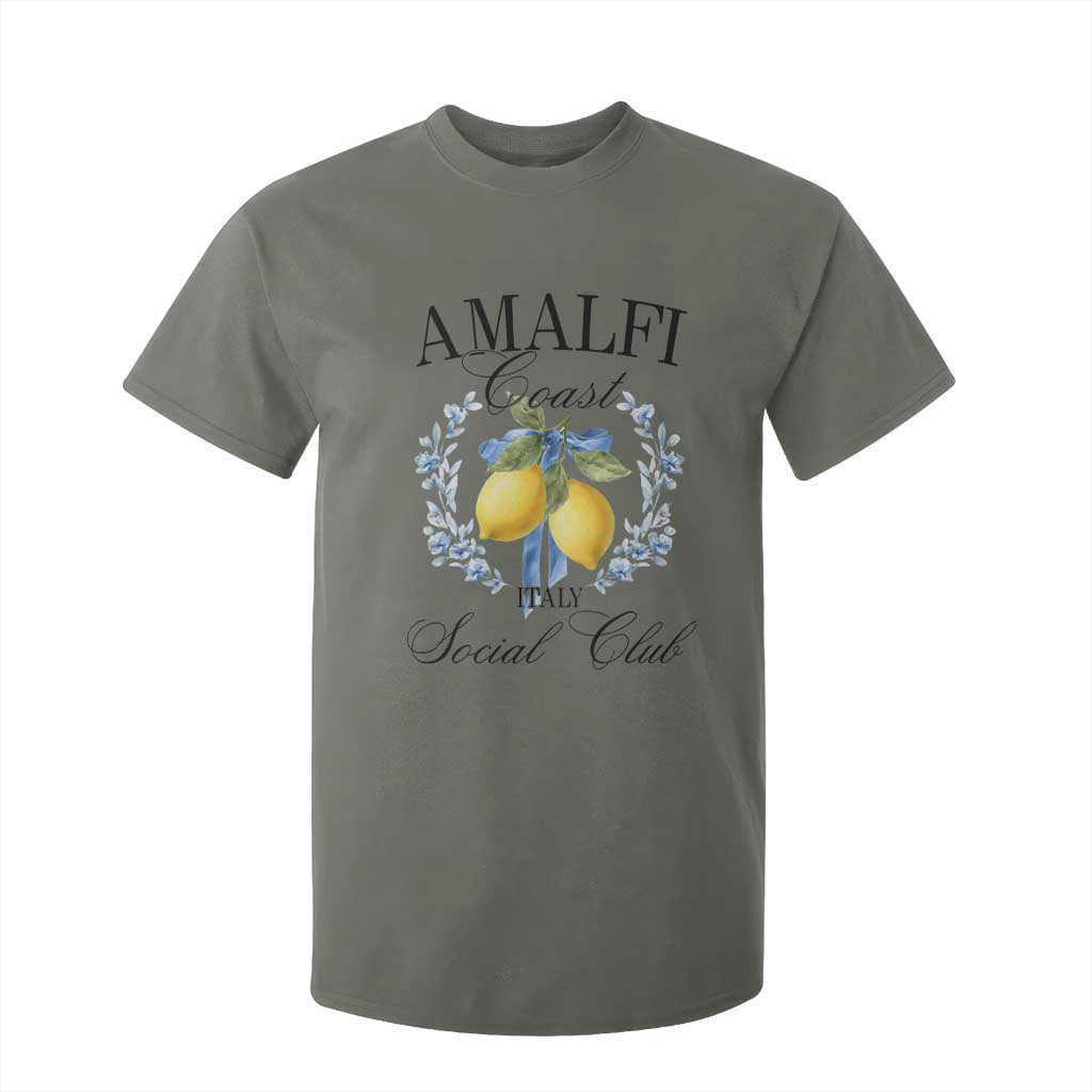 Amalfi Italy Coast Social Club T Shirt For Kid Coquette Bow Lemon Travel TS11 Military Green Print Your Wear