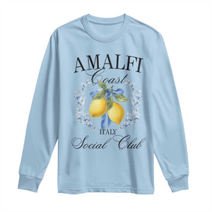 Amalfi Italy Coast Social Club Long Sleeve Shirt Coquette Bow Lemon Travel TS11 Light Blue Print Your Wear