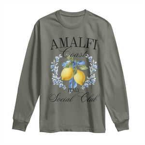 Amalfi Italy Coast Social Club Long Sleeve Shirt Coquette Bow Lemon Travel TS11 Military Green Print Your Wear