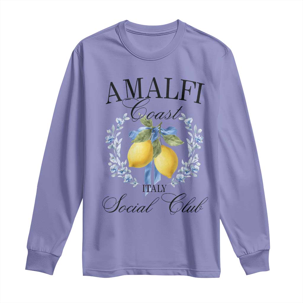 Amalfi Italy Coast Social Club Long Sleeve Shirt Coquette Bow Lemon Travel TS11 Violet Print Your Wear