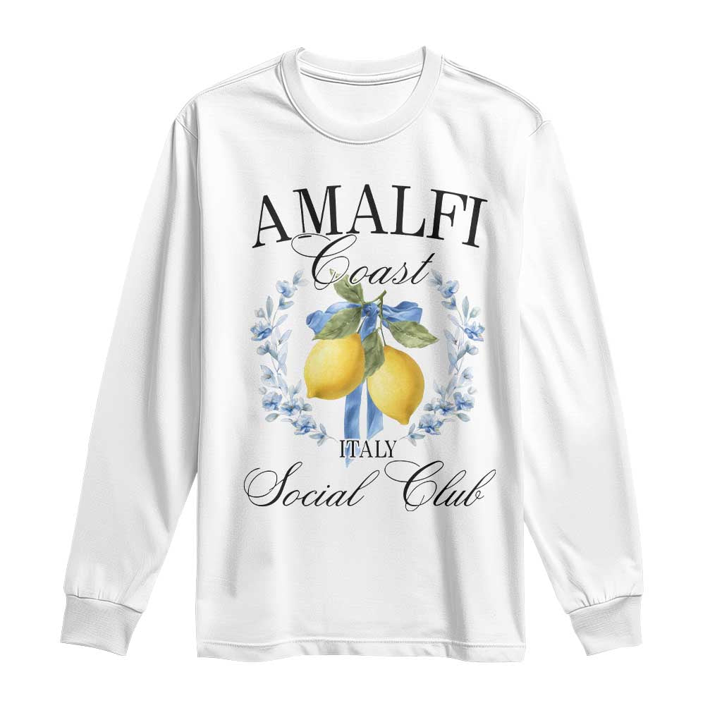 Amalfi Italy Coast Social Club Long Sleeve Shirt Coquette Bow Lemon Travel TS11 White Print Your Wear