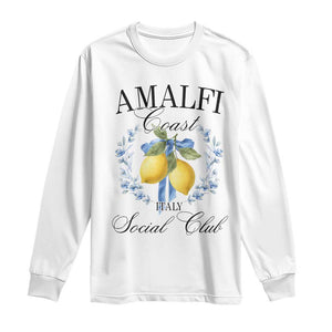 Amalfi Italy Coast Social Club Long Sleeve Shirt Coquette Bow Lemon Travel TS11 White Print Your Wear