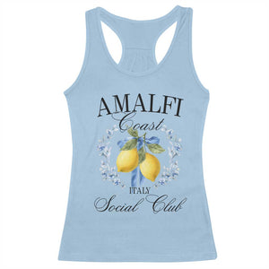 Amalfi Italy Coast Social Club Racerback Tank Top Coquette Bow Lemon Travel TS11 Light Blue Print Your Wear