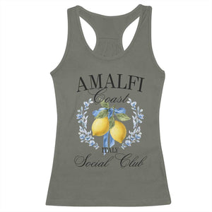 Amalfi Italy Coast Social Club Racerback Tank Top Coquette Bow Lemon Travel TS11 Military Green Print Your Wear