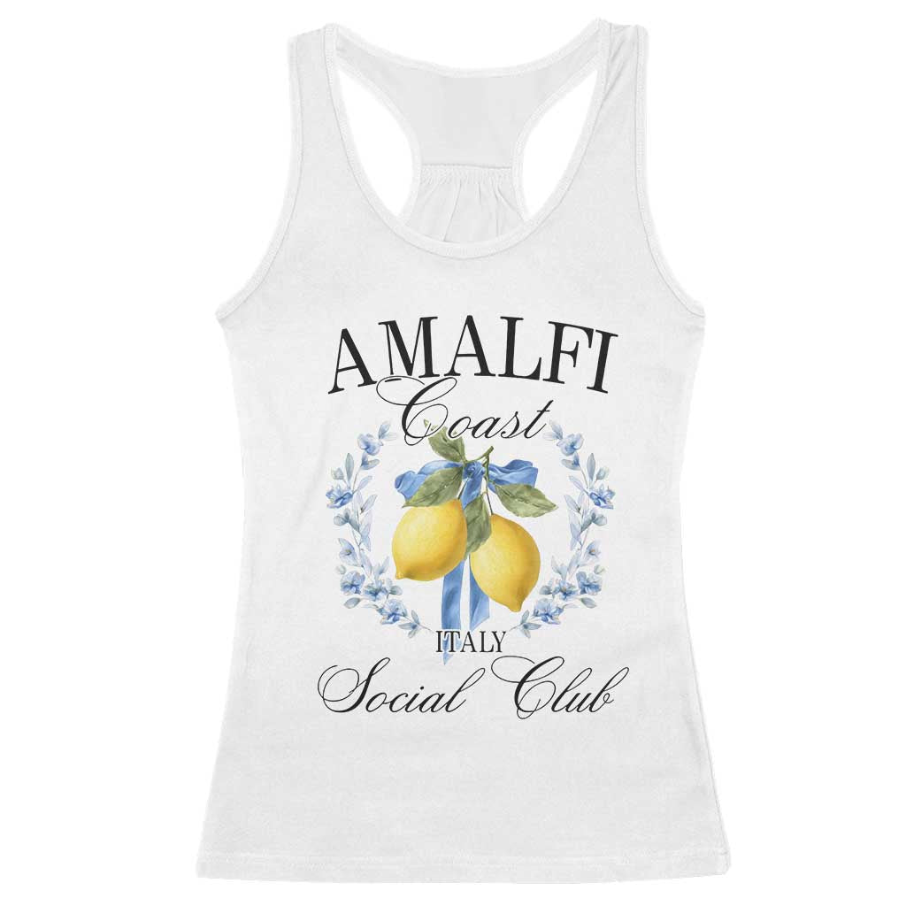 Amalfi Italy Coast Social Club Racerback Tank Top Coquette Bow Lemon Travel TS11 White Print Your Wear