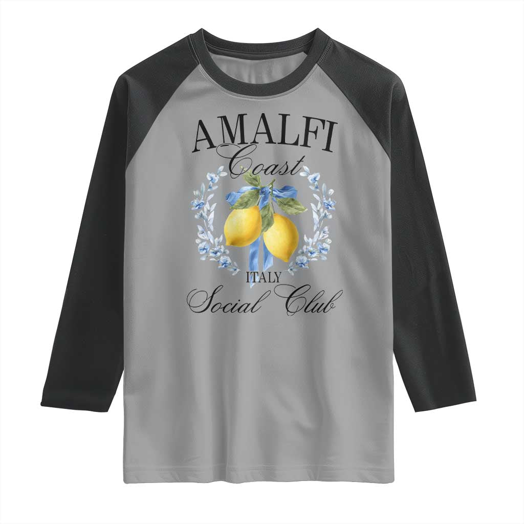 Amalfi Italy Coast Social Club Raglan Shirt Coquette Bow Lemon Travel TS11 Sport Gray Black Print Your Wear