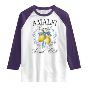 Amalfi Italy Coast Social Club Raglan Shirt Coquette Bow Lemon Travel TS11 White Purple Print Your Wear
