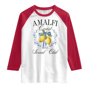 Amalfi Italy Coast Social Club Raglan Shirt Coquette Bow Lemon Travel TS11 White Red Print Your Wear