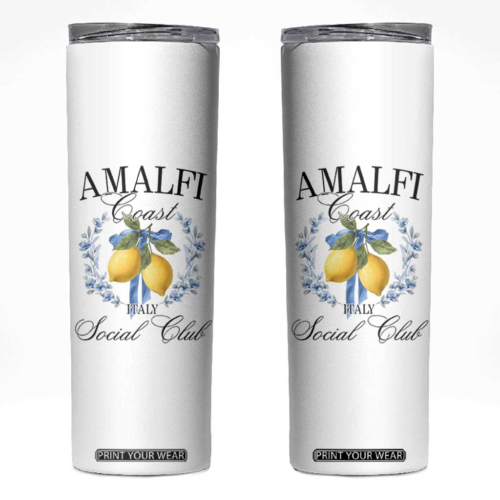 Amalfi Italy Coast Social Club Skinny Tumbler Coquette Bow Lemon Travel TS11 White Print Your Wear