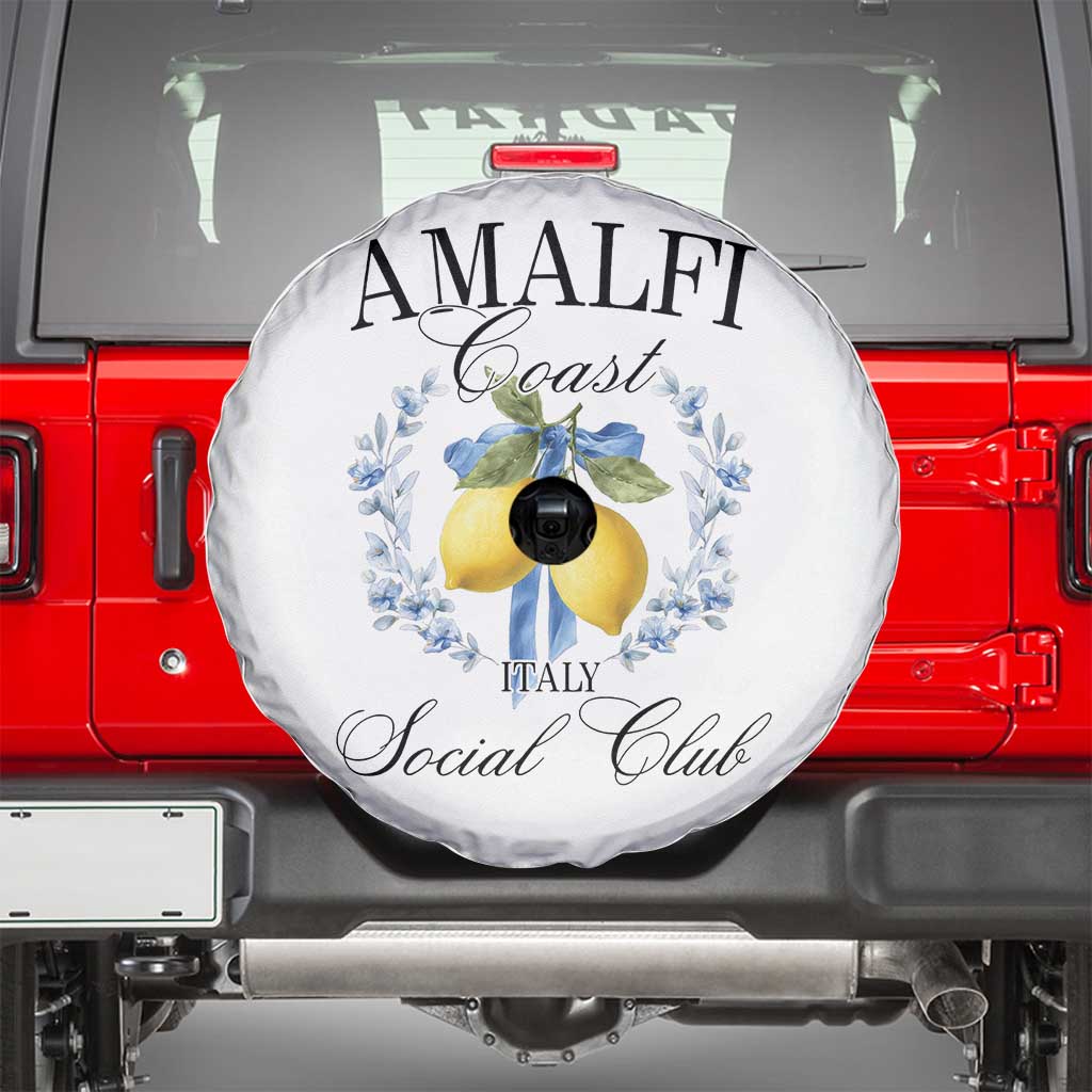 Amalfi Italy Coast Social Club Spare Tire Cover Coquette Bow Lemon Travel TS11 White Print Your Wear