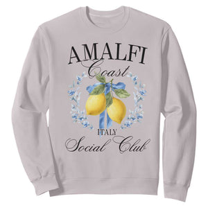 Amalfi Italy Coast Social Club Sweatshirt Coquette Bow Lemon Travel TS11 Ice Gray Print Your Wear
