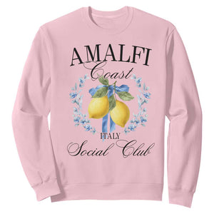 Amalfi Italy Coast Social Club Sweatshirt Coquette Bow Lemon Travel TS11 Light Pink Print Your Wear