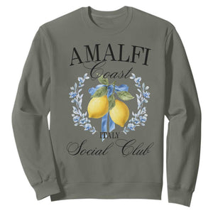Amalfi Italy Coast Social Club Sweatshirt Coquette Bow Lemon Travel TS11 Military Green Print Your Wear