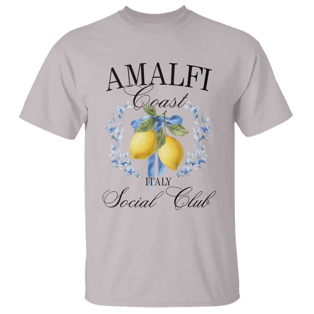 Amalfi Italy Coast Social Club T Shirt Coquette Bow Lemon Travel TS11 Ice Gray Print Your Wear