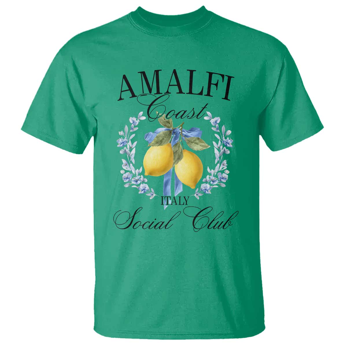 Amalfi Italy Coast Social Club T Shirt Coquette Bow Lemon Travel TS11 Irish Green Print Your Wear