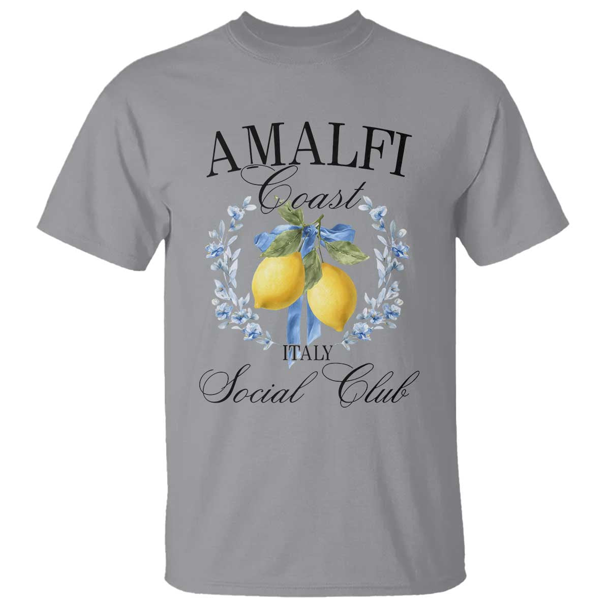 Amalfi Italy Coast Social Club T Shirt Coquette Bow Lemon Travel TS11 Sport Gray Print Your Wear