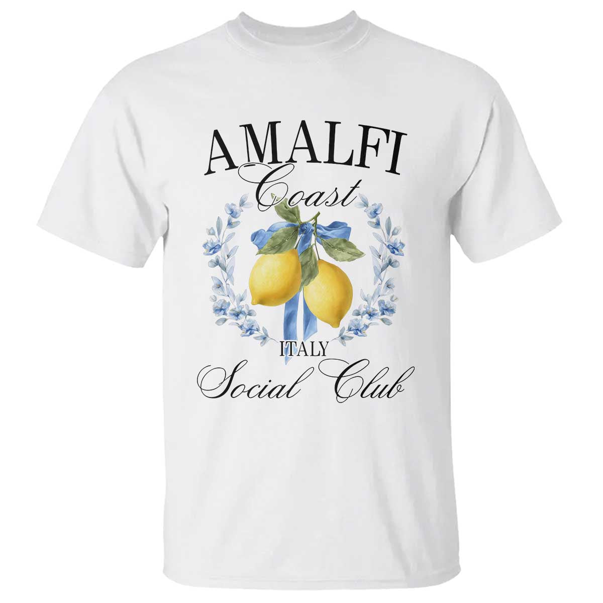 Amalfi Italy Coast Social Club T Shirt Coquette Bow Lemon Travel TS11 White Print Your Wear