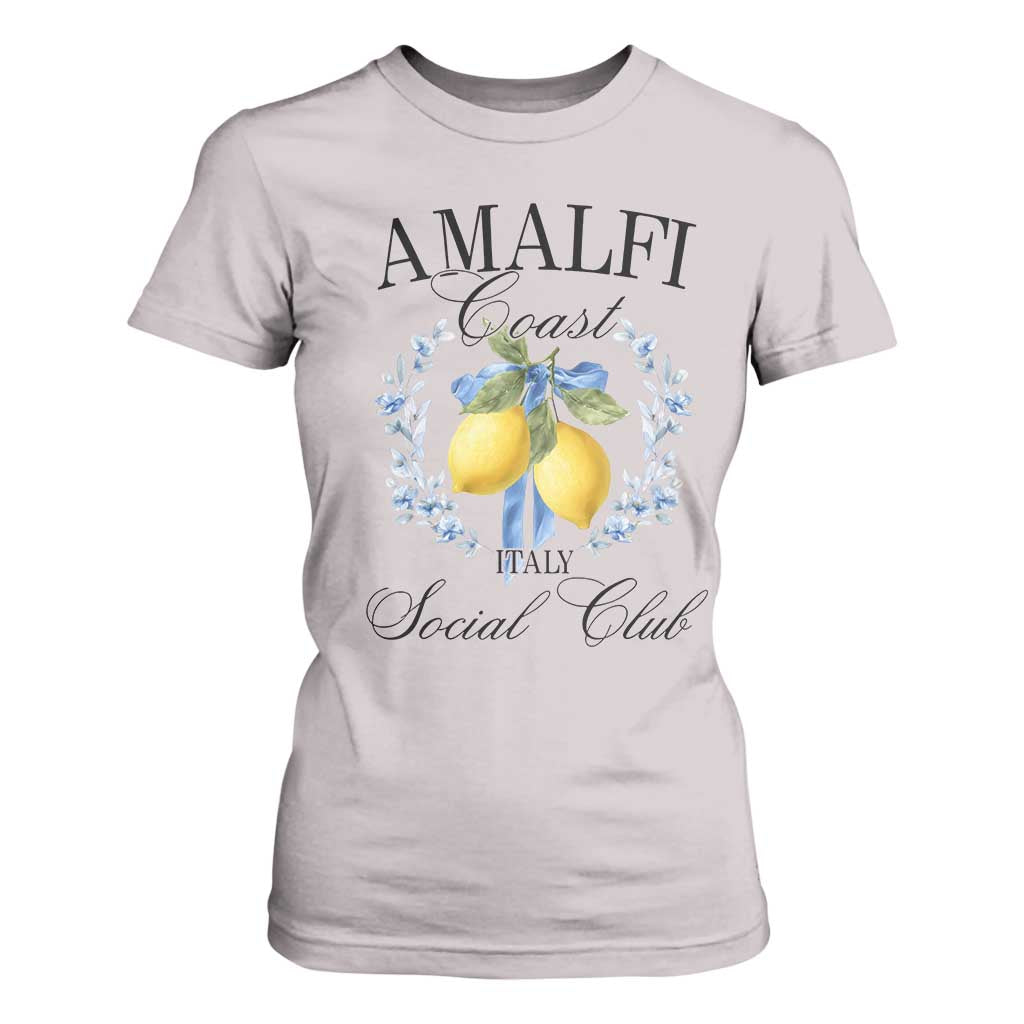Amalfi Italy Coast Social Club T Shirt For Women Coquette Bow Lemon Travel TS11 Ice Gray Print Your Wear