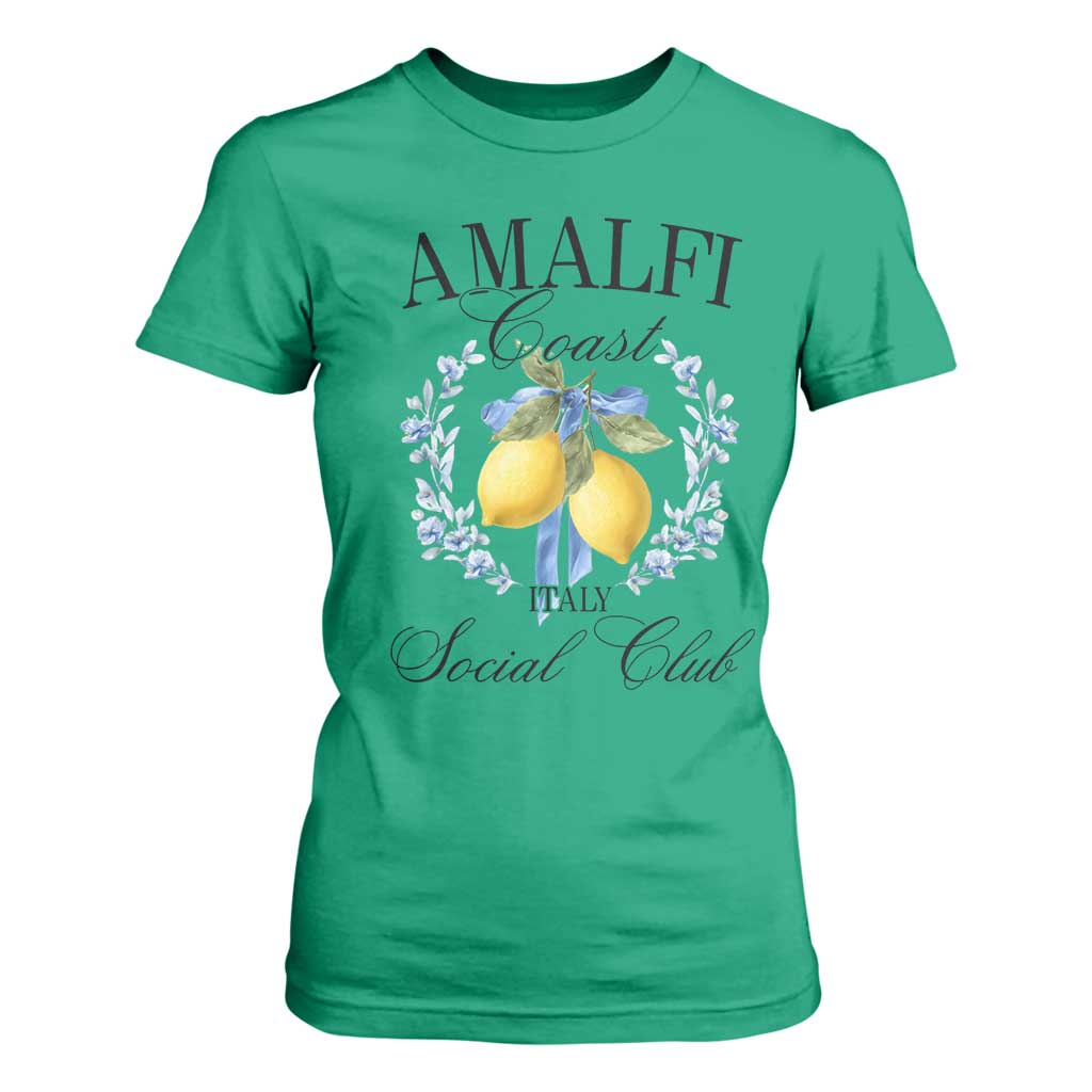 Amalfi Italy Coast Social Club T Shirt For Women Coquette Bow Lemon Travel TS11 Irish Green Print Your Wear