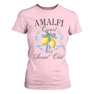 Amalfi Italy Coast Social Club T Shirt For Women Coquette Bow Lemon Travel TS11 Light Pink Print Your Wear