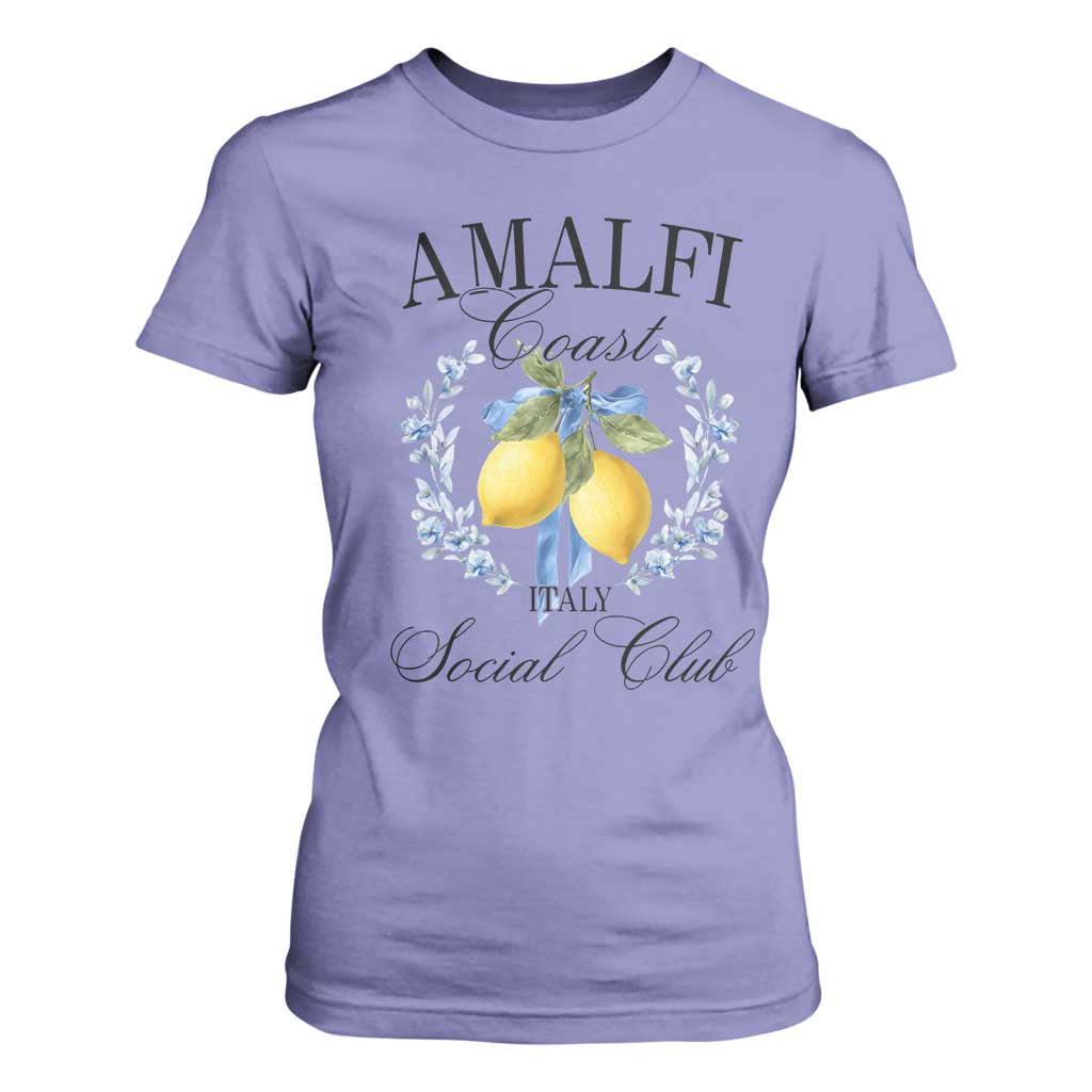 Amalfi Italy Coast Social Club T Shirt For Women Coquette Bow Lemon Travel TS11 Violet Print Your Wear