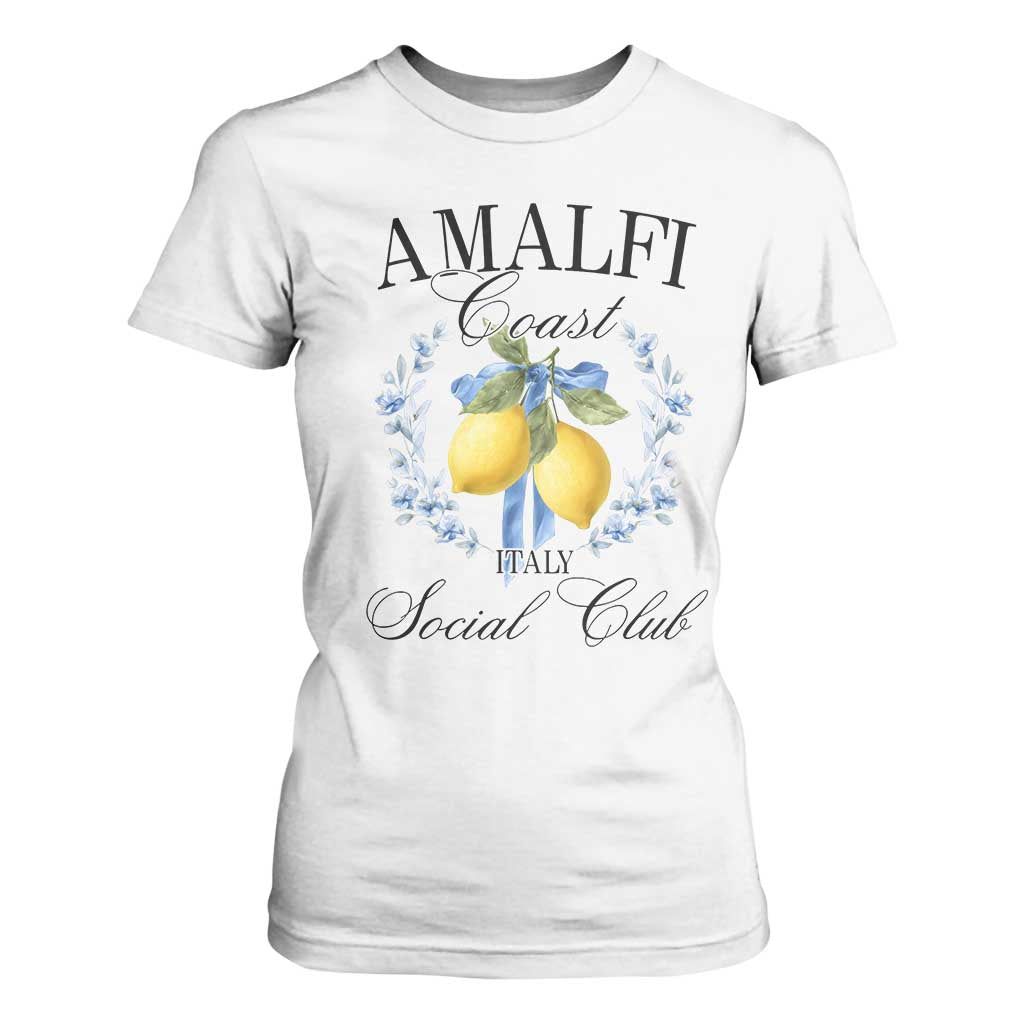 Amalfi Italy Coast Social Club T Shirt For Women Coquette Bow Lemon Travel TS11 White Print Your Wear