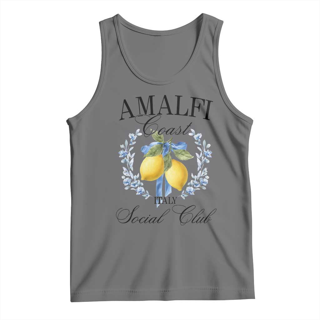 Amalfi Italy Coast Social Club Tank Top Coquette Bow Lemon Travel TS11 Black Heather Print Your Wear