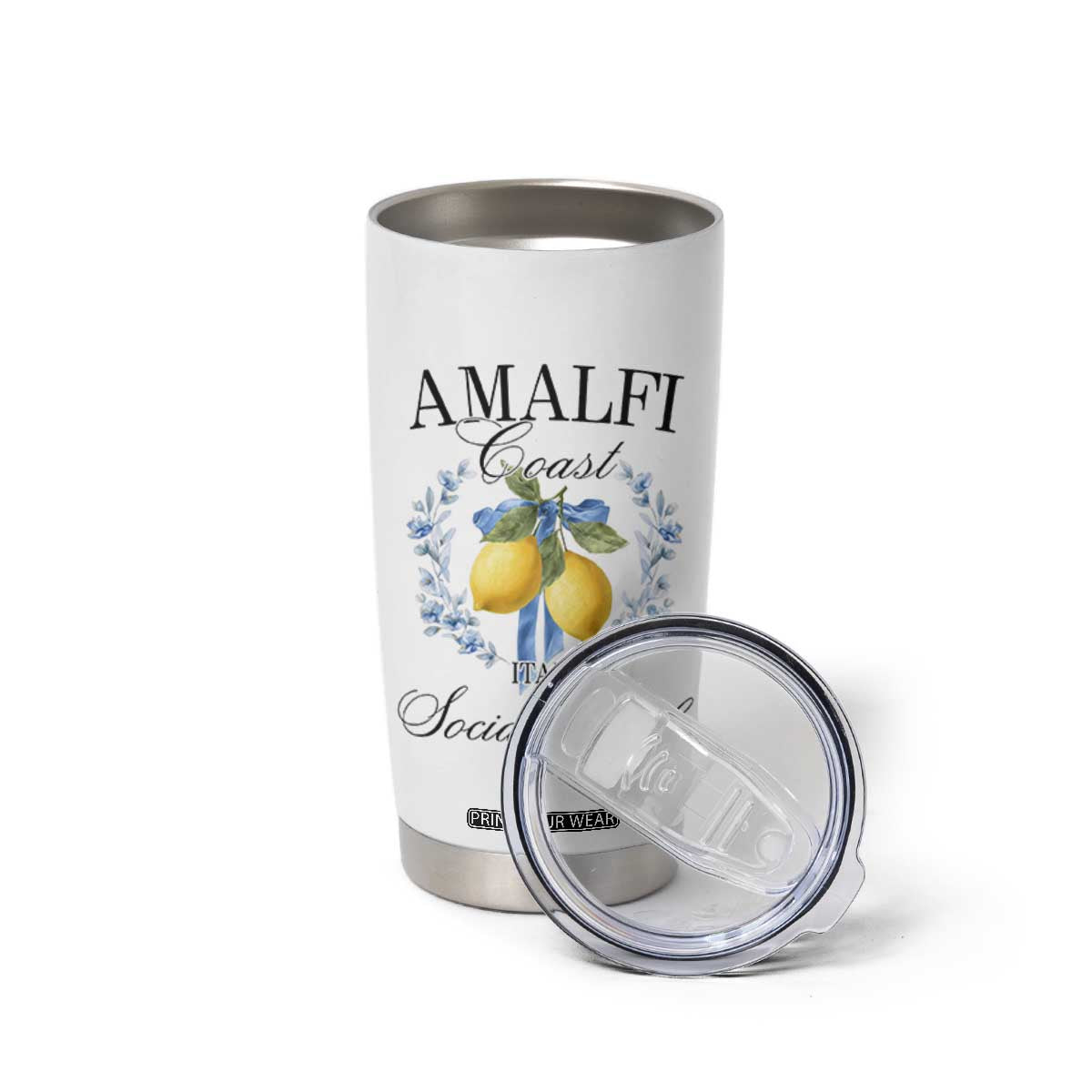 Amalfi Italy Coast Social Club Tumbler Cup Coquette Bow Lemon Travel TS11 Print Your Wear